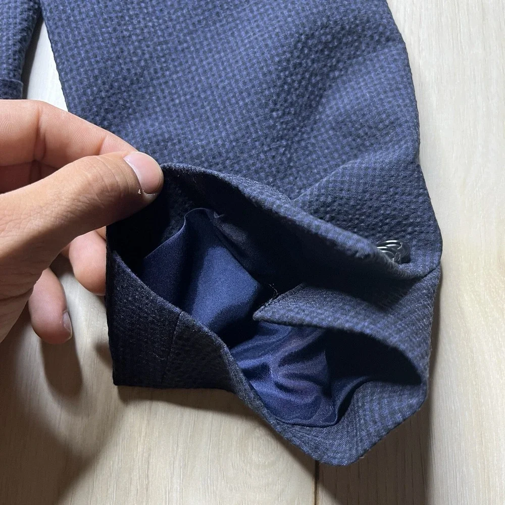 Banana Republic Slim Fit Unstructured Textured Wool Sportscoat Blue Mens Sz 42R